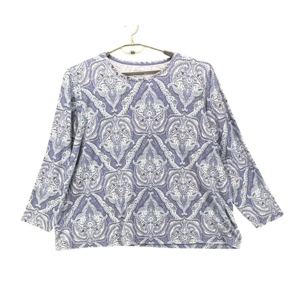 Croft And Barrow Womens Shirt Size 3X Paisley Artsy Art To Wear Eclectic Boho